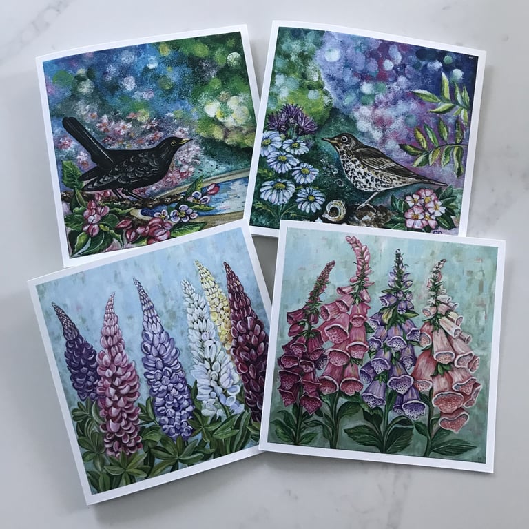 Set of 4 Garden Themed Greeting Cards