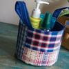 Storage Basket Round Fabric Basket Handmade Vintage Fabric Basket