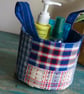 Storage Basket Round Fabric Basket Handmade Vintage Fabric Basket