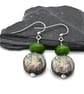 green glass and ceramic stag earrings