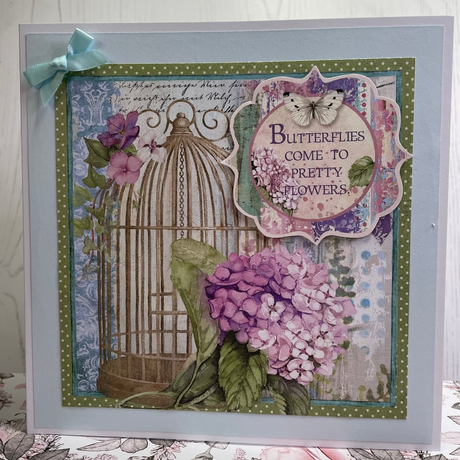 Greeting Card - Hortensia -Design 2 - by Carolee Crafts - C170