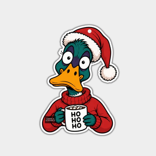 Unique Funny Christmas Gift Tags For Adults, 6pk - Cute Duck In Santa Hat