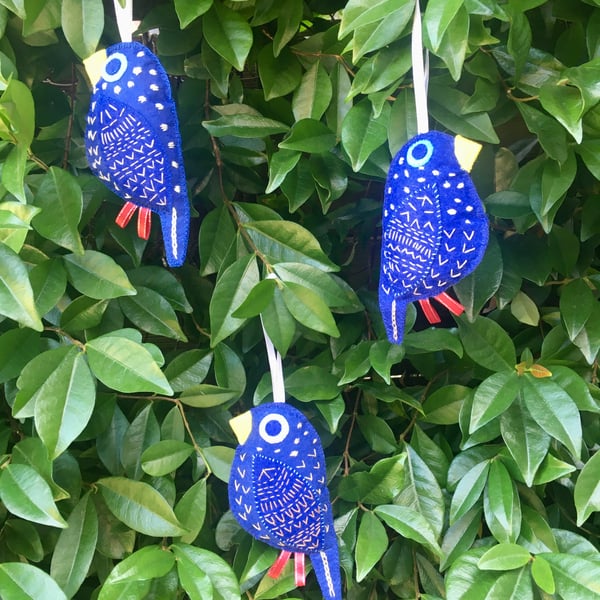  Hand embroidered hanging felt Christmas bird decorations-folksy Christmas 2026