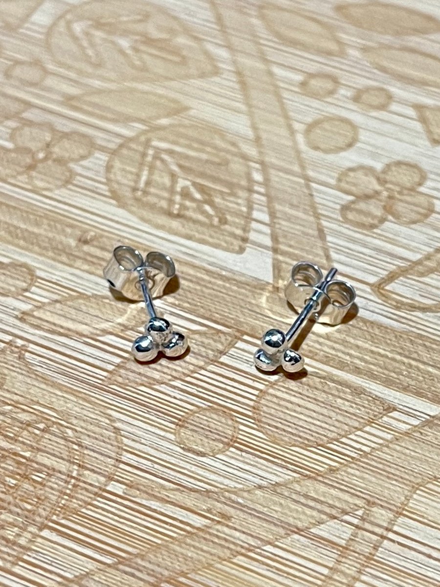 Recycled Silver Tiny Berry Stud Earrings