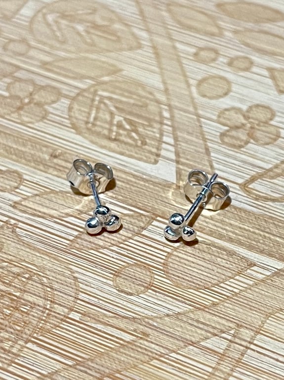 Recycled Silver Tiny Berry Stud Earrings