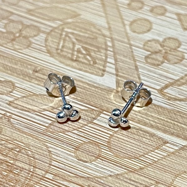 Recycled Silver Tiny Berry Stud Earrings