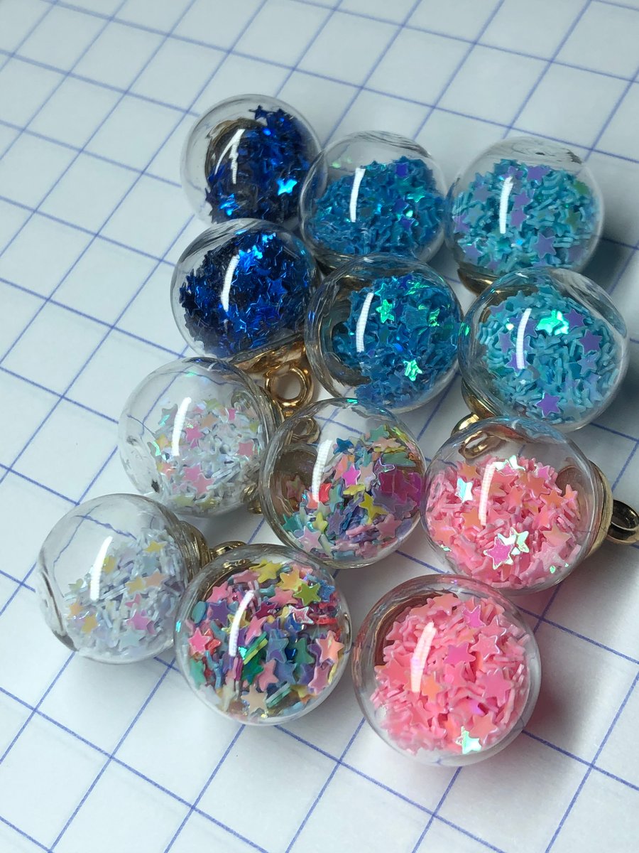 12 star filled glass bauble pendants baby colours