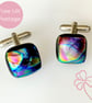 Dichroic Swirl Glass Cuff Links - Image 1