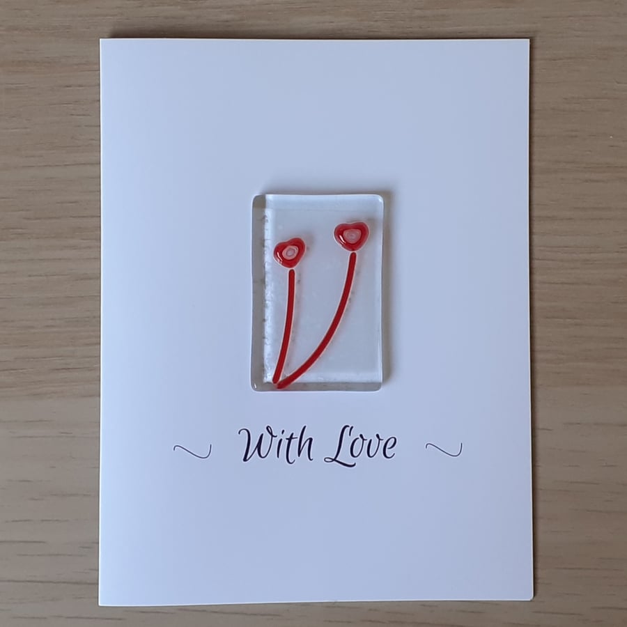 Fused glass Valentine's card and keepsake decoration