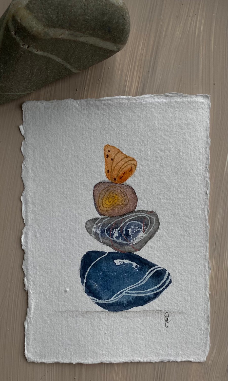 Pebble pile 5 watercolour painting 