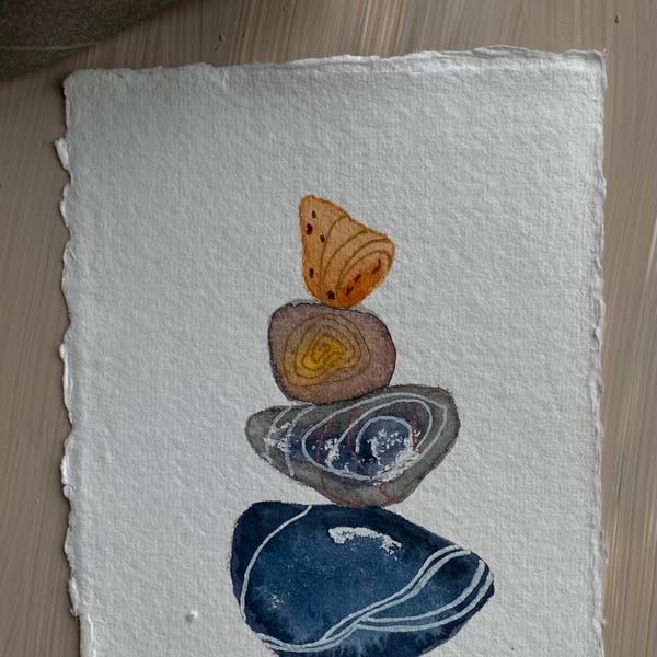 Pebble pile 5 watercolour painting 