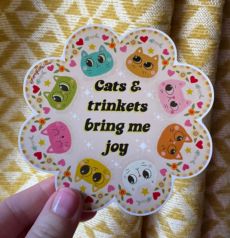 Cats and trinkets 10cm vinyl sticker