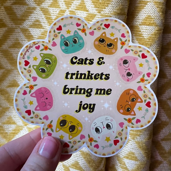 Cats and trinkets 10cm vinyl sticker