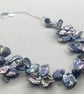 Peacock Blue Large Irregular Keshi Pearl Necklace - Image 5