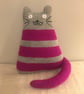 Grey and magenta  handknitted cat - Folksy Christmas 2026 - Image 4