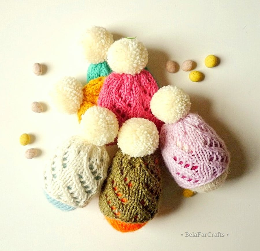 Easter egg cosies - Handmade party favours - Hats Xmas ornaments 