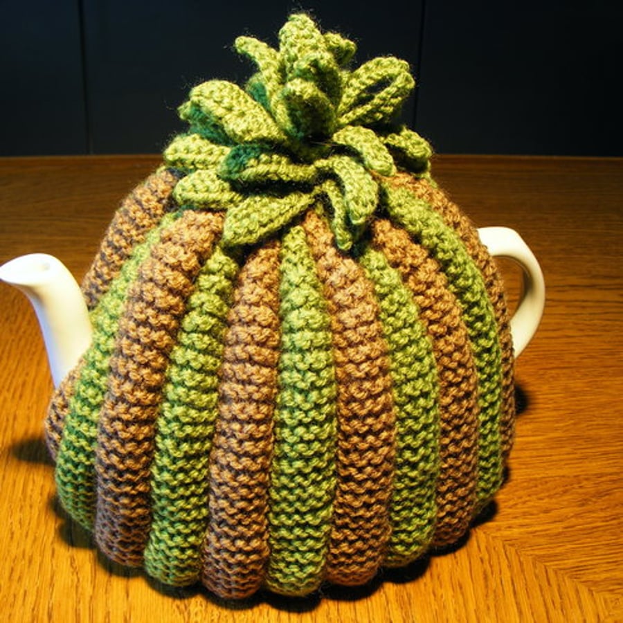 Handmade Retro Tea Cosy and Mug Warmers - Green & Brown