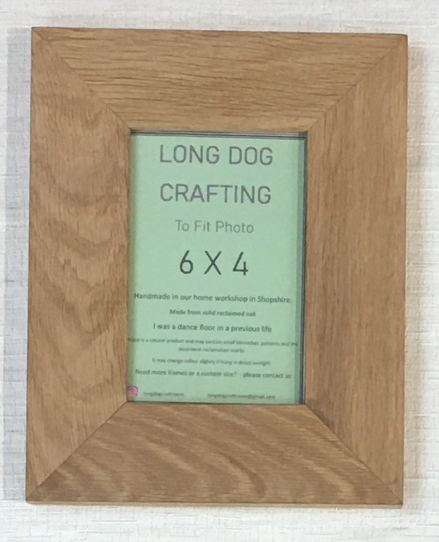 Photo Picture Frame hand crafted from Solid Reclaimed Oak