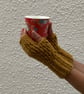 FINGERLESS MITTS , gloves ' Erme Trail '. Soft Wool blend. Mustard. - Image 1