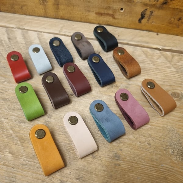 Genuine Leather Hand Made Mini Door Cupboard Drawer Desk Cabinet Pulls