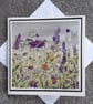 Mini Handpainted Blank Card. Letterbox Gift Purple Flowers - Image 3