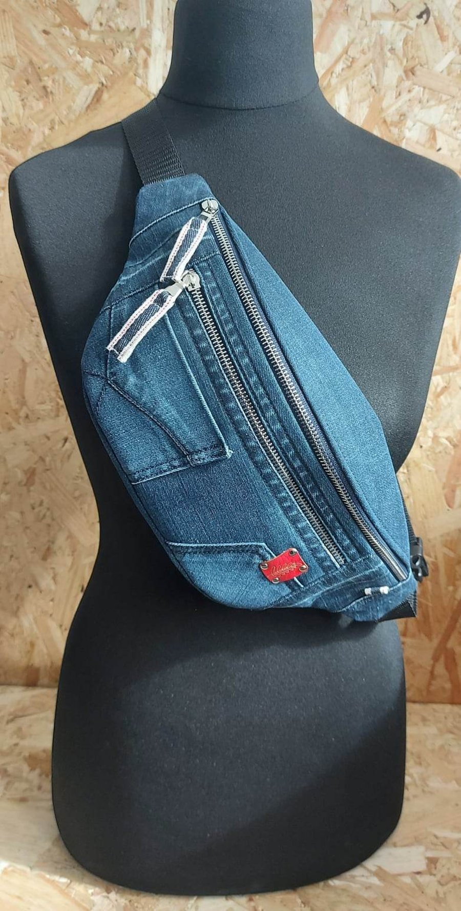 Recycled Denim Women Hip Bag, Fanny Pack, Bumbag, Belt Bag, Waist Bag