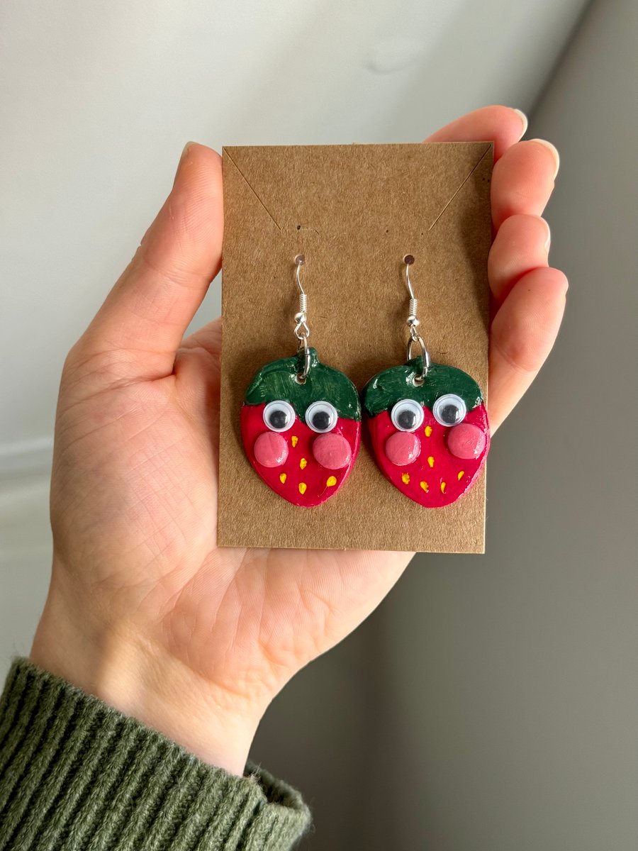 Cute Strawberry Clay Earrings