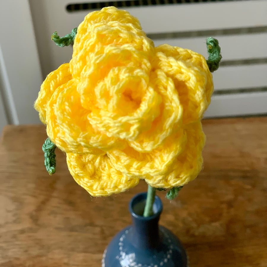 Yellow rose, crochet rose, forever flowers