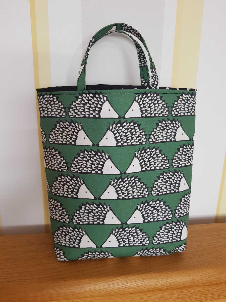 Reusable fabric gift bag: hedgehogs