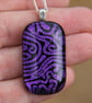 Handmade Purple Dichroic Pendant Necklace Maze pattern Fused Glass Mica SKU F12