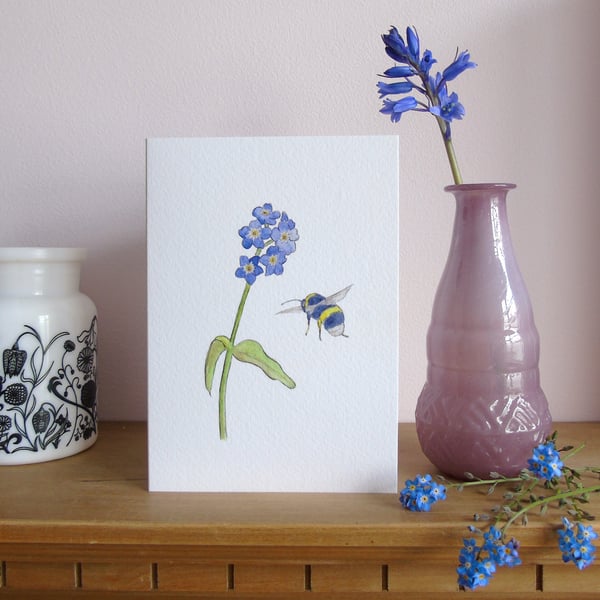 Forget me not and Bee Greetings card