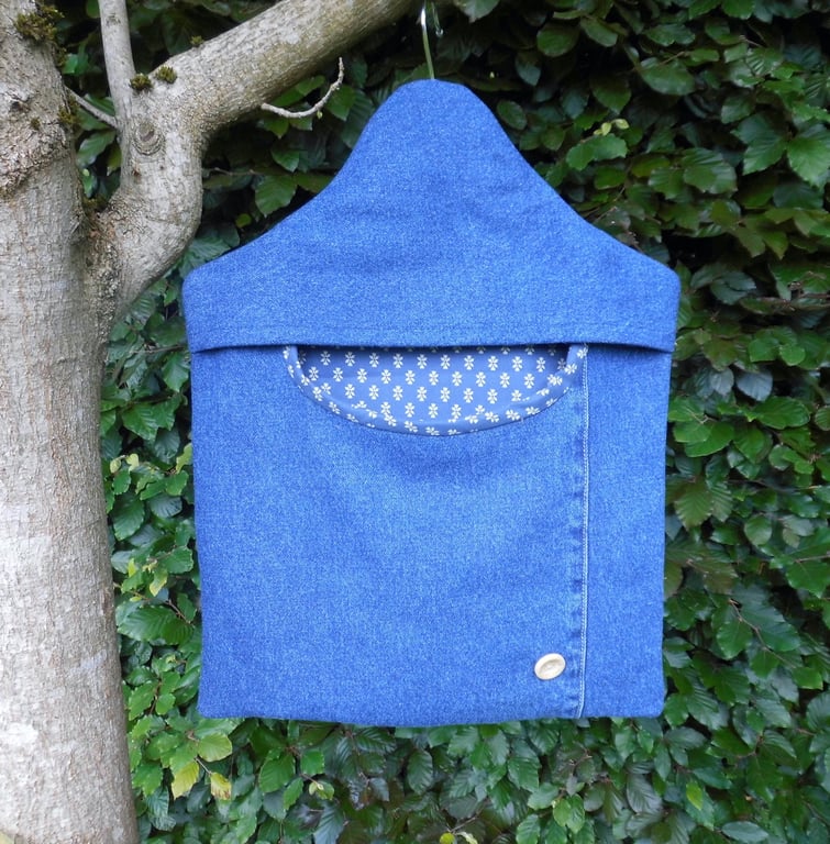 Denim peg bag clothes pins bag reclaimed fabric
