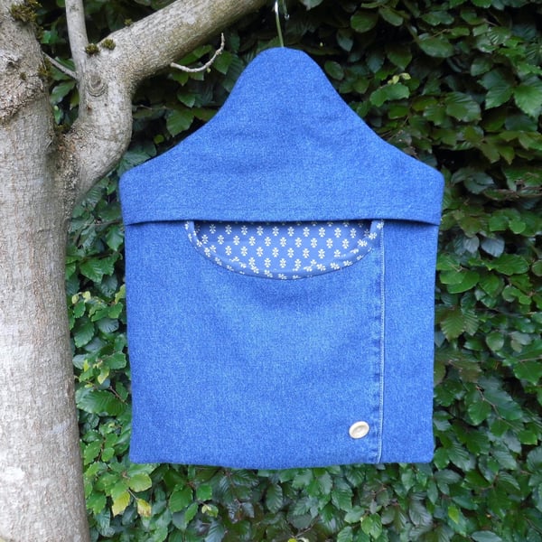Denim peg bag clothes pins bag reclaimed fabric