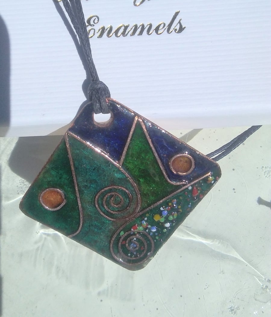 LARGE STATEMENT ENAMELLED PENDANT - CLOISONNE