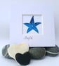 A blue batik 'Starfish' fabric picture - 4x4 inches including mount - Image 2