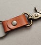 Compact Leather Keyring With Lobster Clasp and Split Ring Antique Brass Finish - Image 2