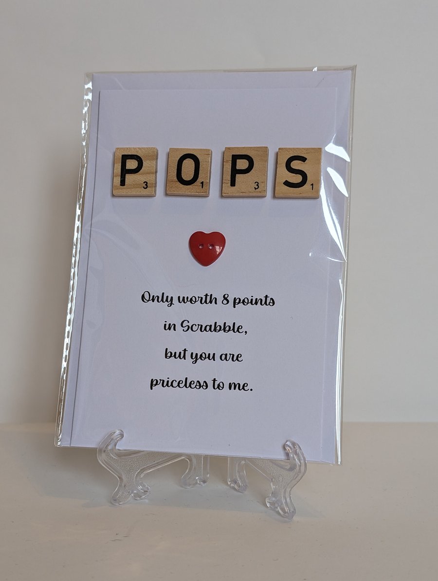 Pops only worth 8 in Scrabble greetings card