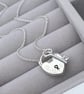 Sterling silver heart padlock and dainty key charm pendant chain necklace - Image 3