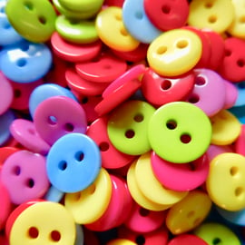 100 Assorted 9mm  Acrylic Buttons  2 holes