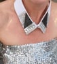 Luxe White & Black Detachable Statement Collar - Upcycled Crystal Neckcessory - Image 4