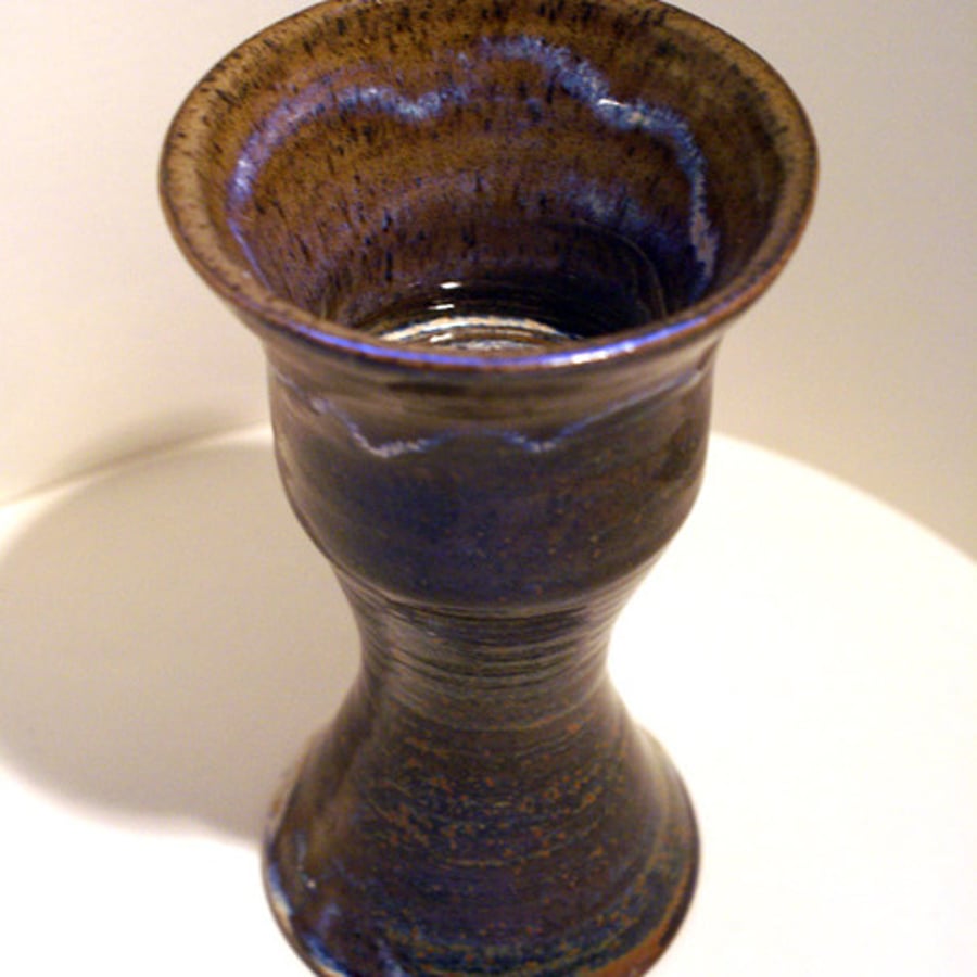  Candle holder - handmade pottery centerpiece in brown and cream