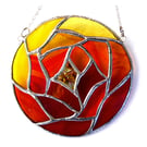 Fire Ball Suncatcher Autumn Leaves Stained Glass 004