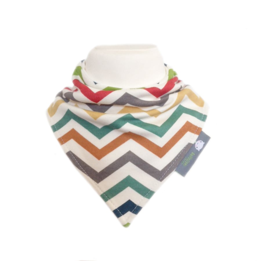 ORGANIC Baby Bandana Dribble Bib in MULTI CHEVRON - ECO GIFT IDEA from BellaOski