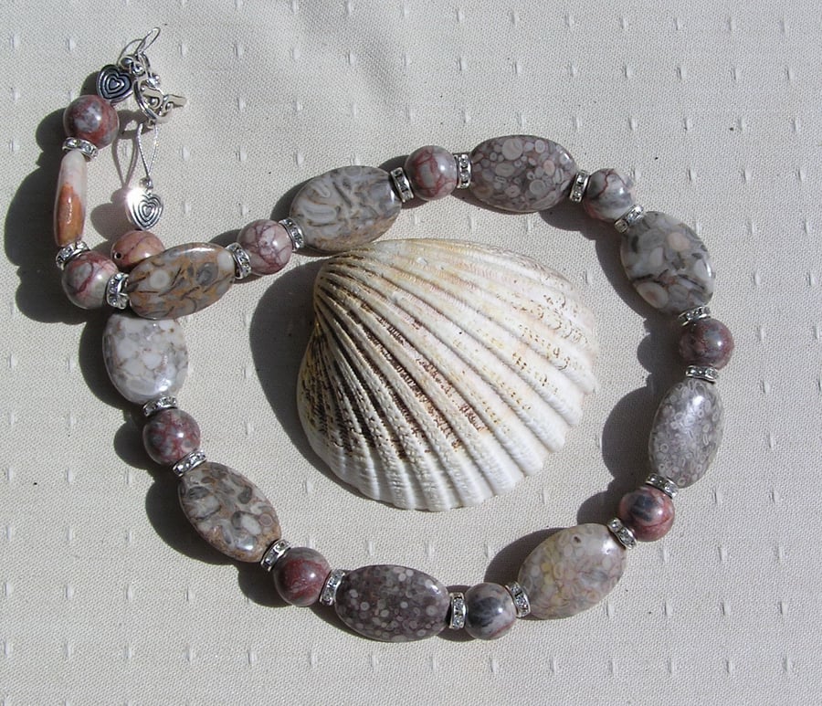 Wonderstone Jasper & Spider Jasper Gemstone Beaded Statement Chunky Necklace
