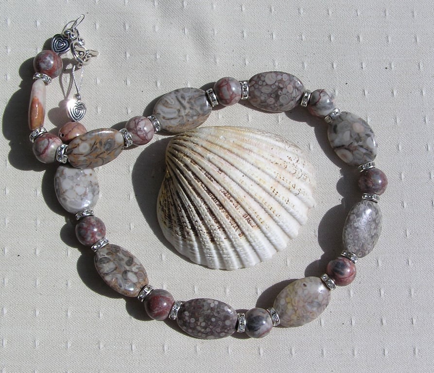 Wonderstone Jasper & Spider Jasper Gemstone Beaded Statement Chunky Necklace