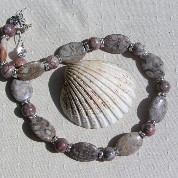Wonderstone Jasper & Spider Jasper Gemstone Beaded Statement Chunky Necklace