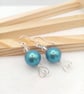 Pearlescent Blue Preciosa Pearl & Crystal Heart Dangle Earrings - Gift Boxed 