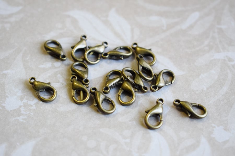 Pack of 10 Bronze Lobster Claw Clasps