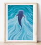 Whale Shark Illustrated Art Print - Image 2