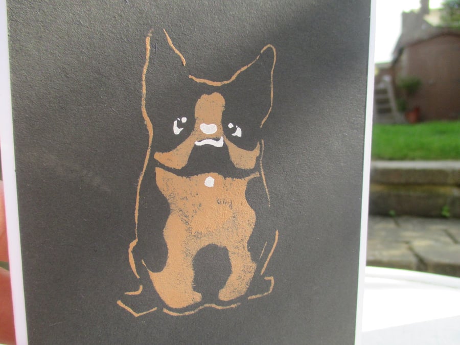 Eco-friendly hand painted card French Bulldog birthday, dog lovers